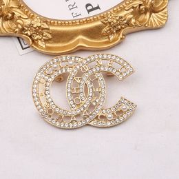 Luxe Dames Designer Merk Dubbele Letter Broches 18K Vergulde Inleg Kristal Strass Sieraden Broche Holle Parel Pin Bruid Trouwen Bruiloft Accessoires