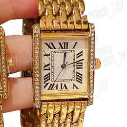 Luxury Femmes Designer Watch Fashion Quartz Montres Lady Watch Set Vintage Tank Watches Diamond Gold Platinum Rectangle Rectangle montre des cadeaux en acier inoxydable pour couple