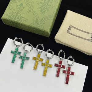 luxe Vrouwen Oorstekers Mode Emaille Kruisen Vormige g oorbellen designer Oorbel voor mannen groen aretes orecchini ontwerpers Sieraden d-acc5