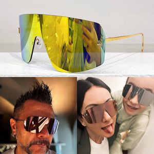 Lunettes de soleil de luxe pour femmes, masque facial, style de blocage des lentilles et branches en métal doré, lunettes de soleil d'extérieur de luxe pour hommes, lunettes de soleil de fête classiques 4121