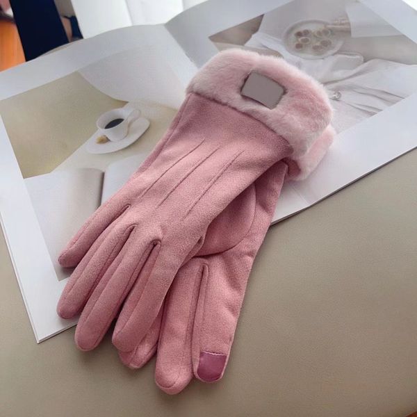 Guantes de lujo para mujer, guantes para hombre, guantes con punta de los dedos, guantes de lana de oveja para hombre, manoplas de cinco dedos, impermeables, de terciopelo, térmicos, para fitness, guantes de cuero para motocicleta