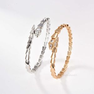 Luxe vrouwen Italiaans merk Bracelet Classic Snake Style Water Diamant ingelegde Leerstijl Sieraden Designer Precisie Gepolijste Glad schitterende schitterende Bright Bangle