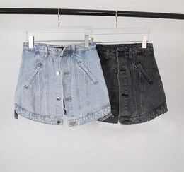 Mini abito da donna di lusso Pantaloncini di jeans sexy Gonna Gonne finte di design a due pezzi