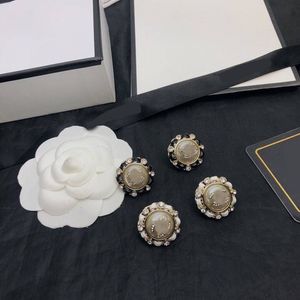 Luxe Vrouwen Parel Oorbellen Designer Stud Diamond 18K Vergulde Sieraden Huwelijksfeest Geschenken