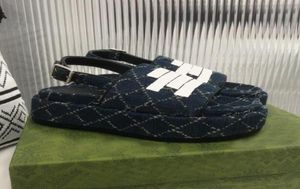 Luxe dames platform sandaal enkel verstelbare buckle loafers canvas bovenste lederen trim designer slippers6018472