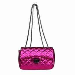 Luxury Femmes Pu Diamd Lattice Crossbody Sac Fi Chain Mini Fap Menger Sac pour les femmes sac à main à la mode Small Sacs Sacs X3DN #