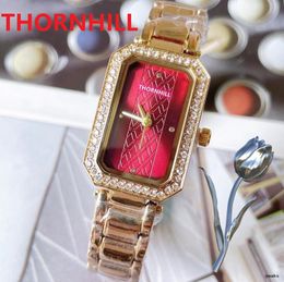 Luxe vrouwen rechthoek vorm diamanten ring horloges strass bezaaid roestvrij staal eenvoudige kalender trend populaire elegante luxe kristallen kwarts horloge