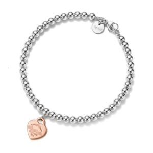 Cadenas de lujo para mujer Pulseras Tiff Bangle Love Colgante en forma de corazón Cadena de mano Mujer Tiffanjewelry S925 Silver Girl Friend Handchains Pulsera de mujer TSDL