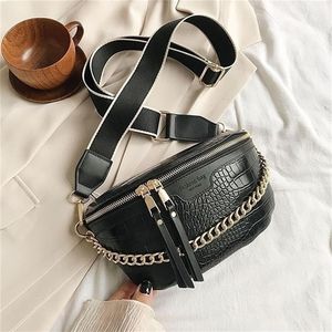 Luxe Dames Heuptasje Hoge Kwaliteit Heuptas Dikke Ketting Schoudertas Crossbody Borst Vrouwelijke Riem Designer Merk Handtas 2202280S