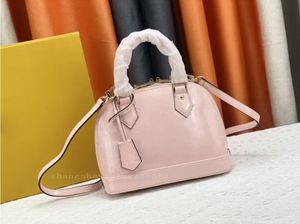 Sac à main de luxe pour femme Sac fourre-tout à la mode Miroir en cuir verni Shell chignon fleur Lettre impression sacs à bandoulière 25 cm Sac de créateurs classiques Fashion PINks Sac à bandoulière