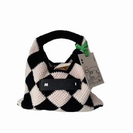 Sac à main hobo tricoté de luxe pour femmes, sac à bandoulière avec grille en diamant, A964 #