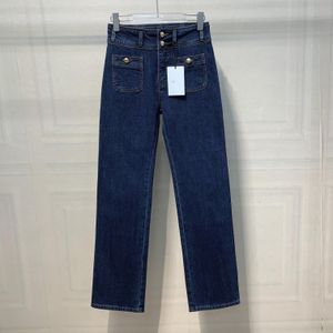 Luxe Damesjeans Merk 2022 Mode Vrouwen Blauwe Hoge Taille Street Wear Wijde Pijpen Jean Vrouwelijke Broek Rechte Denim Broek