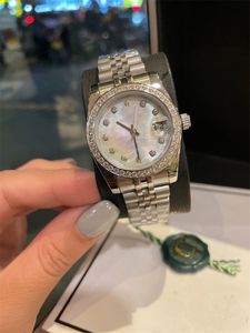 Reloj de lujo para mujer, 31mm, taladro para uñas, anillo, superficie de concha, precisión, duradero, reloj mecánico automático AAA