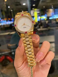 Reloj de lujo para mujer, 31mm, Pin de taladro, anillo de perforación, superficie de concha, reloj de cuarzo duradero de precisión AAA