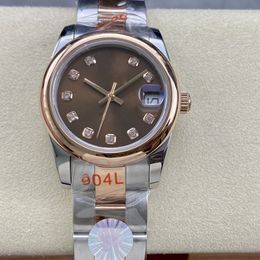 Reloj de lujo para mujer Anillo de diamantes Reloj con movimiento automático de 31 mm Esfera marrón Reloj de diseñador para mujer Zafiro Impermeable Montre De Luxe Moda Reloj de regalo simple dhgate