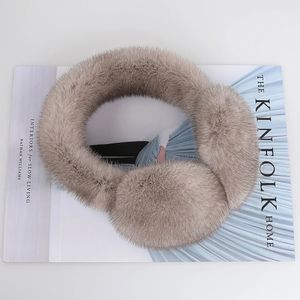 Luxury Women Winter Winter Warm Mink Fur Garmuffs Girls Ear Muffs Muffle Earplap Cover Outdoor Froty Protection 2312222