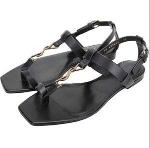 Luxe damesschoenen sandaal flats cassandra Zwart kalfsleer flip flop sandalen pantoffel enkelband zomer cool heren platte pantoffels met doos