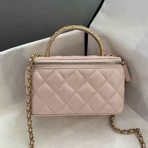 Luxe vrouwen kleine draagtas modeontwerper cosmetische handtas topkwaliteit dame crossbody tassen zwart roze lambskile telefoon tas met doos AP3383
