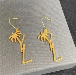 Luxe Dames Oorknopjes Ontwerper Sieraden Palmboom Dangle Hanger 925 Zilveren Oorbel Y Party Studs Gouden Hoepels Verloving Voor Cadeau