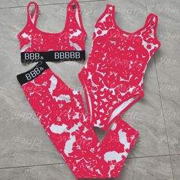 Luxe femmes maillots de bain imprimé Yoga tenues sangle lettres Design Sportswear une pièce rembourré femme maillots de bain