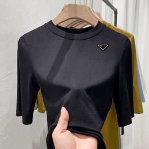 Luxe dames t-shirt ontwerper zwarte tee kleding maat t-shirts 100% katoenen korte mouw borst driehoek mannen en t-shirt