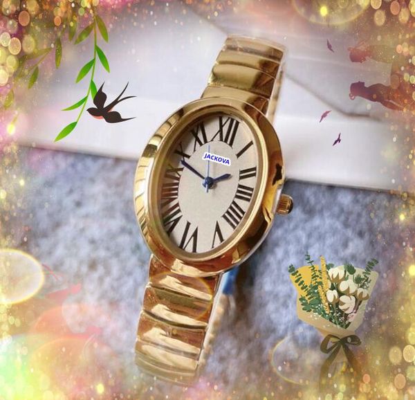 Montre de luxe pour femmes, petit boîtier simple, forme ovale, cadran romain, bracelet en acier inoxydable, horloge couleur or rose, mignon, montre-bracelet à Quartz, orologio di lusso, cadeaux