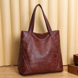 Sac fourre-tout de luxe Sac à main de grande capacité Pu Leather Brown Brown Sac de qualité Femme Sac Mode Mode Top-Handle Sac noir 240104