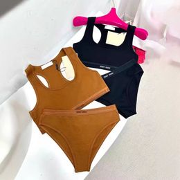 Luxe dames sportieve bhas slip set zomer mode sport lingerie set designer merk draadfree ondergoed vrouwelijk bijgesneden tanks bodem