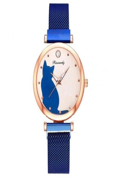 Femmes de luxe Regardez Cartoon Cat Fashion Quartz Watch Girls Girlwatch Femmes Femmes en acier inoxydable Montres Mute Clock Relogio Feminino196K1520701