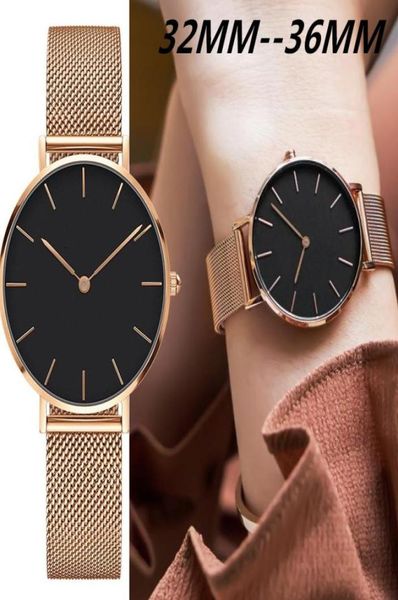 Les femmes de luxe regardent la mode de bracelet de mode DW Version avancée 36 mm 32 mm 28 mm matériau en acier inoxydable Matchs de dames Montre de Luxe7437311