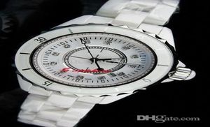 Luxe vrouwen kijkt naar Lady Swiss Calsic 12 Witte keramische diamantkwarts Watch Movement modeontwerper Modern Womens Dressing WRI424983