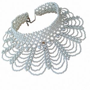 Femmes de luxe Mariage Bolero Perles High Pearls Perles Veste noire blanche pour les acaires de fête de mariée A37G #