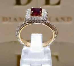 Luxe Women039s 18K Goud 925 Sterling Zilveren Diamanten Ring Natuurlijke Ruby Sieraden Verjaardagscadeau Verlovingsbruids Bruiloft Ba1804456
