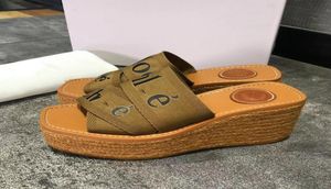 Luxury Women039s Woody Canvas Wedge Espadrilles Sandal Slippers Plat Platform Designer Dames Summer Shoes Taille 35412492674