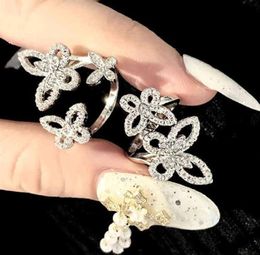 Роскошные женские кольца, дизайнерские ювелирные изделия, двойная бабочка, открытое кольцо с бриллиантами, женские модные аксессуары, Gift237P2530290