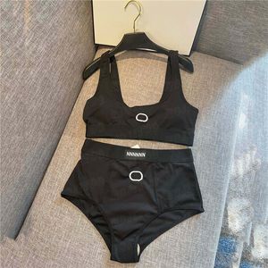 Luxe dames bikini -ontwerper sexy strand zwempak mode brief veter zomersplit zwempak yoga outfits