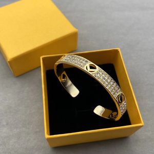 Bracelet de luxe pour femmes Designer Classique Plein Diamants Bracelet Lunette Bracelet Marque F Doré Argent Ouvert Bracelet Bijoux Dames Cadeaux