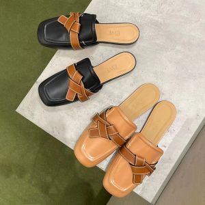 Slide Sunny Mocassins Hommes DesignerMule SlipperFlat Luxe Sandale de haute qualité Classique Outdoor Sliders Chaussure en cuir Chaussures de plage Femmes Outdoor Casual Sandale Summer