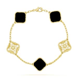 Joyería de diseño de oro de lujo para mujer van 4 pulseras de trébol de cuatro hojas joyería pulsera con dijes de diamantes hombres hija madre regalo