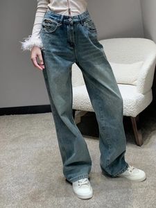 Luxury Womens Jeans Brand 2024 Fashion Femmes Blue High Street Street Wear Lignet Jean Pantalon Femme Pantalon Denim