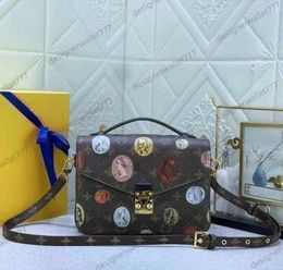 Luxury Womens Metis Designer Bag Bag Bag Pochette Lady Messenger Hombro Crossbody Bag Dot Impresión Bolsos de impresión de alta calidad