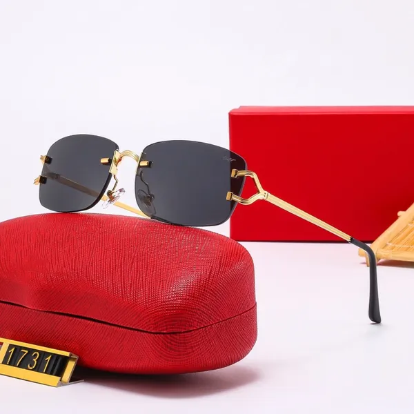 Gafas de sol con montura ovalada para mujer de lujo 7314 Mujeres Patas de espejo de metal de alto grado Lente brillante Gafas de sol de diseñador Marco redondo pequeño retro Mujeres pequeñas atractivas con caja de regalo