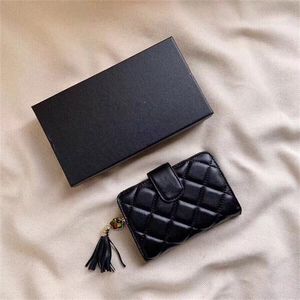 Porte-monnaie de luxe pour femmes Portefeuille de créateur Mini pièce de monnaie Petits portefeuilles en peau d'agneau noir Sacs à main roses Matelassé Gland Diamant Modèle Porte-cartes Sacoche Pochettes 15x10cm