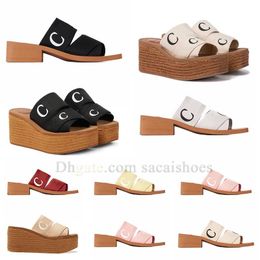 sandales de luxe pour femmes pantoufles semelles épaisses mules boisées plates désert noir blanc rose bleu jaune beige intérieur extérieur plage maison pantoufle glisser curseur sandale chaussures