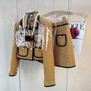 luxe damesset designer rok Set herfst winter vest jas korte rok geavanceerde tweedelige retro rokken pak