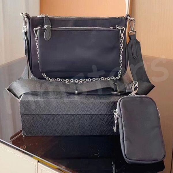 Bolsa de hombro de nylon para mujer de lujo tres una cadena de compartimento múltiple bolsas mensajero de cuerpo pequeño