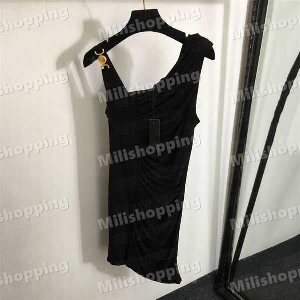 Robes de fronde de luxe pour femmes Design boucle d'or épaule jupes sexy charme dames robe noire décontractée