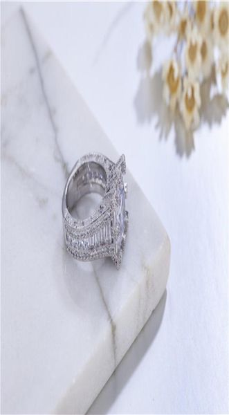 Luxury Womens Square Cluster Engagement 4CT Sona Diamond Architecture Anneau Simulate Platinum Bridal Fashion Fine bijoux S2109444