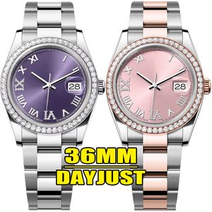 Designer de montres pour femmes de luxe de haute qualité avec diamant 36 mm Calendrier Automatic Movement Watches 904L en acier inoxydable Lumineux 30m Sapphir imperméable