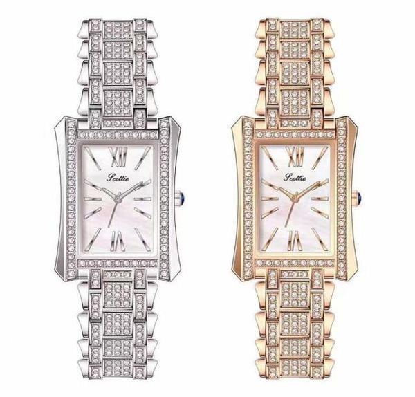 Luxury Womens Watches Designer 2022 Allmatch Fashion Ladies Watch Diamond Rectangular Quartz Femmes imperméables Watch Strip Nail TI8451644